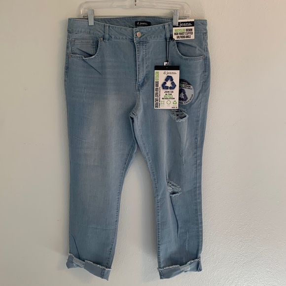 d.jeans Recycled Denim High Waist Cuffed Girlfriend Ankle Size 16 NWT - Picture 5 of 14